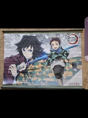 Demon Slayer Tanjirou & Giyu Banner Wall Scroll Poster Multicolor 31 x 1 x 43"